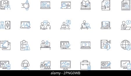 Productivity and output line icons collection. Efficiency, Time-management, Focus, Prioritization, Streamlining, Effectiveness, Workflow vector and Stock Vector