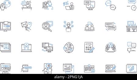 Netizens line icons collection. Online, Virtual, Digital, Cyber, Connected, Nerked, Social vector and linear illustration. Online community,Tech-savvy Stock Vector