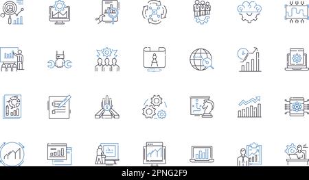 Graphic vusialization line icons collection. Infographics, Charts, Data, Design, Visuals, Illustrations, Typography vector and linear illustration Stock Vector