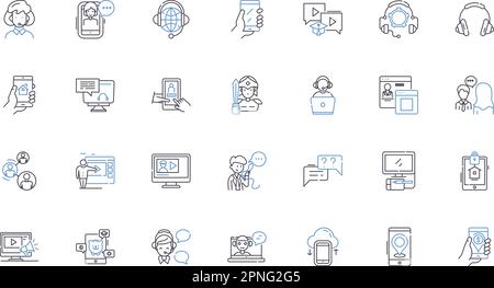 Headphs line icons collection. Over-ear, In-ear, Wireless, Bluetooth, Noise-cancelling, Comfortable, Portable vector and linear illustration. Stylish Stock Vector
