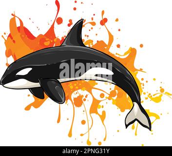 orca underwater killer whale sign logo emblem vector illusration Stock Vector