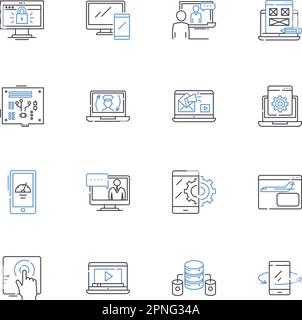 Web design line icons collection. Interface, Layout, Content, Typography, Navigation, Graphics, Responsive vector and linear illustration. User Stock Vector