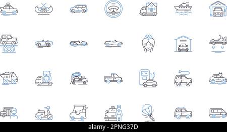 Ride-hailing line icons collection. Uber, Lyft, Grab, DiDi, Ola, Taxify, Go-Jek vector and linear illustration. Bolt,Cabify,Yandex outline signs set Stock Vector