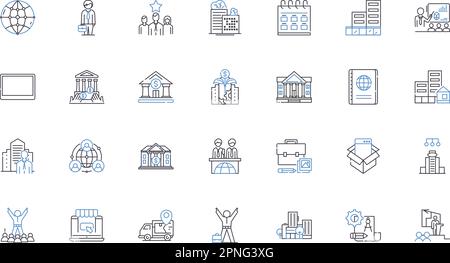 Information management line icons collection. Organization, Retrieval, Analysis, Storage, Innovation, Security, Efficiency vector and linear Stock Vector