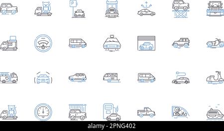 Conveyance line icons collection. Transportation, Transfer, Shipment, Haulage, Carriage, Movement, Shipping vector and linear illustration. Delivery Stock Vector