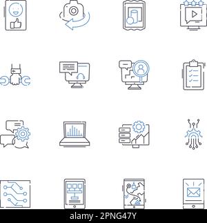 K-Nearest Neighbor line icons collection. Algorithm, Classification, Distance, Euclidean, Machine Learning, Neighbors, Regression vector and linear Stock Vector