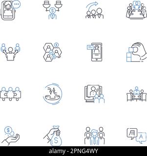 Digital literacy line icons collection. Technology, Internet, Cybersecurity, Coding, Information, Communication, Social media vector and linear Stock Vector