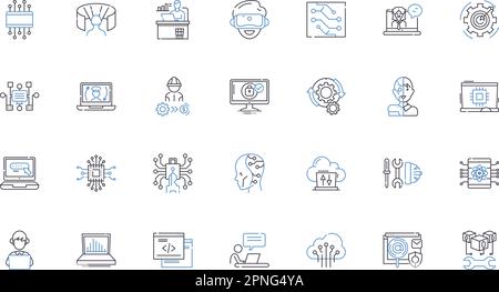 Front-end design line icons collection. Responsive, User-friendly, Accessibility, Typography, Animation, Navigation, Consistency vector and linear Stock Vector