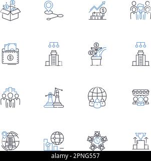 Interconnectedness line icons collection. Unity, Integration, Interdependence, Relationships, Collaboration, Synergy, Wholeness vector and linear Stock Vector