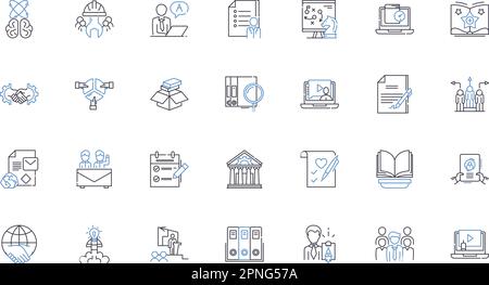 Market research line icons collection. Survey, Data, Analytics, Consumer, Demographics, Market share, Focus groups vector and linear illustration Stock Vector