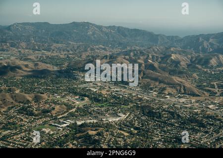 Aerial of suburban cul-de-sacs in the Stevenson Ranch community of Los Angeles County California. High quality photo Stock Photo