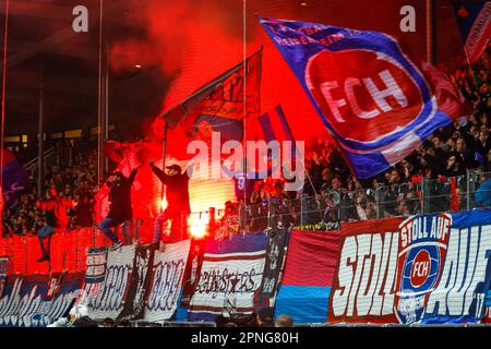 Fan curve of 1. FC Heidenheim, football match, stadium, players Stock