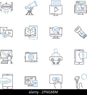Computing machinery line icons collection. Processor, Memory, Storage ...