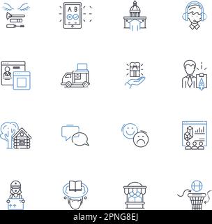 Skyscraper view line icons collection. Panorama, Cityscape, Skyline ...