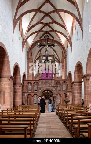 Romanesque Rood Screen Romanesque basilica on the Wechselburg with a rood screen made of red ...