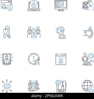 Receptionist line icons collection. Greeting, Answering, Front-desk, Teleph, Client, Appointment, Hospitality vector and linear illustration Stock Vector