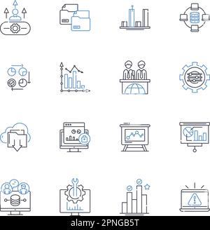 Web-based software line icons collection. Cloud, SaaS, Online, Web-app, Platform, Accessible, Hosted vector and linear illustration. Browser-based Stock Vector