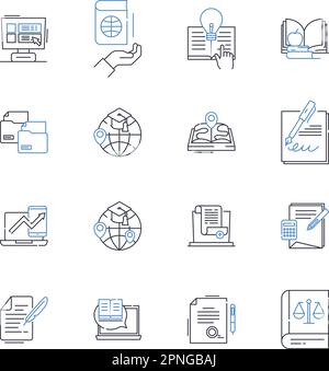 Almanac - Handbook line icons collection. Reference, Annual ...