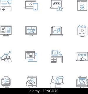 Electronic line icons collection. Gadget, Circuit, Device, Plug, Computer, Charger, Screen vector and linear illustration. Audio,Digital,Keyboard Stock Vector