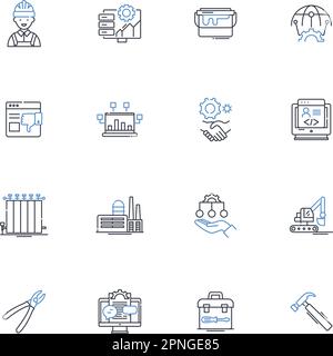 Carpenter line icons collection. Woodworking, Handcrafted, Custom, Construct, Sawdust, Joinery, Hammer vector and linear illustration. Workshop,Miter Stock Vector