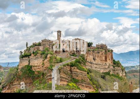 Civita di Bagnoregio, Italy, the dying village, under a dramatic sky Stock Photo