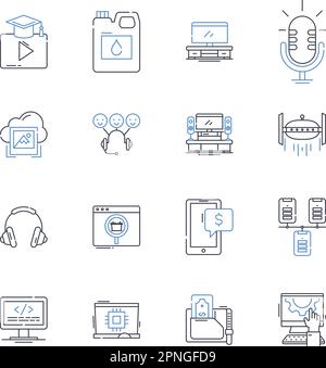 Internet anonymity line icons collection. Privacy, Masking, Encryption, Incognito, Anonymous, Pseudonym, Security vector and linear illustration Stock Vector