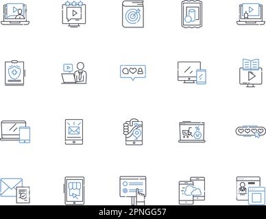 Mobile computing line icons collection. Smartph, Tablet, Laptop, Wireless, Bluetooth, Wi-Fi, GPS vector and linear illustration. Mobile,G,App outline Stock Vector