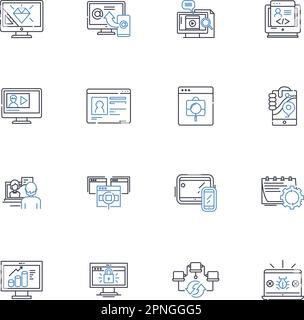 Bus icon linear vector graphics sign or symbol set for web app ui Stock ...