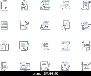 Typography line icons collection. Typeface, Serif, Sans-serif, Kerning, Ligature, Script, Font vector and linear illustration. Type,Typestyle,Typeface Stock Vector