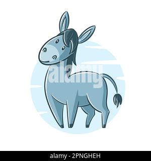 Hand drawn donkey cartoon clipart Stock Vector