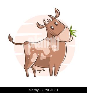 Hand drawn cow cartoon clipart Stock Vector