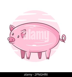 Hand drawn pig cartoon clipart Stock Vector