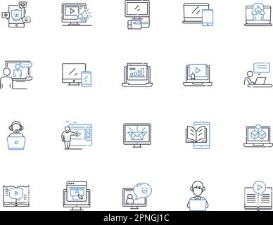 Brand identity line icons collection. Logo, Typography, Colors, Symbol, Tagline, Branding, Reputation vector and linear illustration. Personality,T Stock Vector