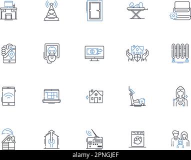 Tech-savvy home line icons collection. Smart-home, Automation, Voice-activated, Energy-efficient, Appliance, Internet-of-things, Digital vector and Stock Vector