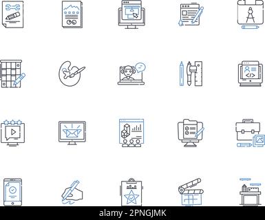 Conceptual formation line icons collection. Conception, Idea, Cognition, Reflection, Imagination, Creation, Formulation vector and linear illustration Stock Vector