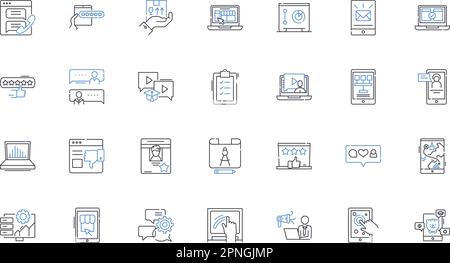 Cloud computing line icons collection. Scalability, Virtualization, Mobility, Automation, Flexibility, Security, Multi-tenant vector and linear Stock Vector