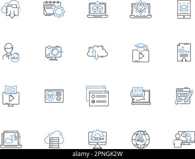 High-tech line icons collection. Innovation, Robotics, Automation, Virtuality, Cybersecurity, Nanotechnology, Quantum vector and linear illustration Stock Vector