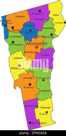 Colorful Michigan political map with clearly labeled, separated