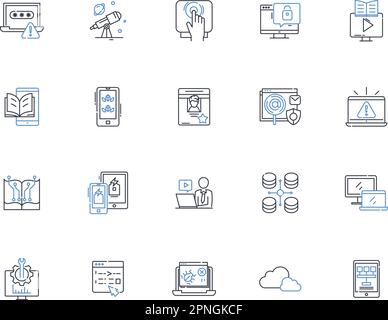 Computer science line icons collection. Algorithm, Binary, Compiler, Cybersecurity, Database, Debugging, Encryption vector and linear illustration Stock Vector
