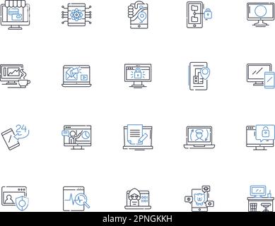 Data highway line icons collection. Information, Communication, Nerk, Connectivity, Digitalization, Interoperability, Integration vector and linear Stock Vector