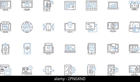 Web marketing line icons collection. SEO, SEM, PPC, Social, Content, Analytics, Keywords vector and linear illustration. Optimization,Strategy Stock Vector