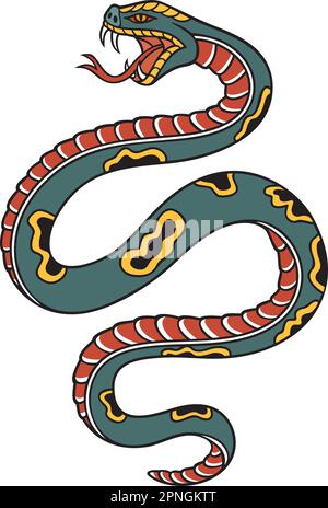 Snake in Old School Tattoo Style. Vector Illustration. Stock Vector