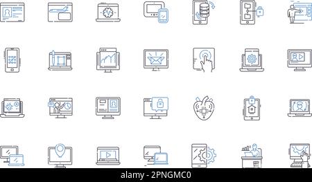 Information superhighway line icons collection. Connectivity, Internet, Web, Online, Cyberspace, Nerk, Digital vector and linear illustration Stock Vector