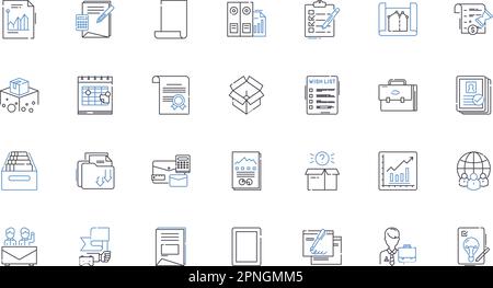 Note taking line icons collection. Jotting, Scribbling, Memorizing, Organizing, Capturing, Recording, Digesting vector and linear illustration Stock Vector