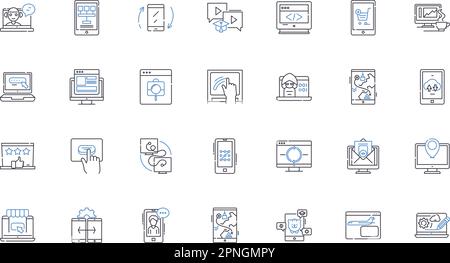 Melding merging line icons collection. Integration, Combination ...