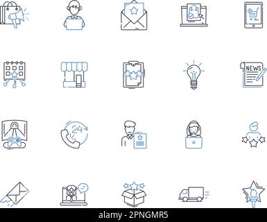 Demonstrating line icons collection. Presenting, Showcasing, Exhibiting ...