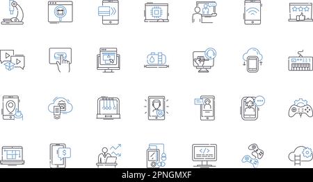 Cybersecurity measures line icons collection. Encryption, Firewall, VPN ...