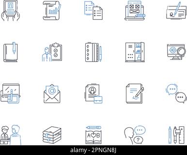 Promotional writing line icons collection. Advertising, Branding, Copywriting, Content, Sales, Marketing, Pitching vector and linear illustration Stock Vector