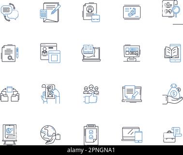 Daily writing line icons collection. Routine, Inspiration, Productivity, Progress, Creativity, Reflection, Discipline vector and linear illustration Stock Vector