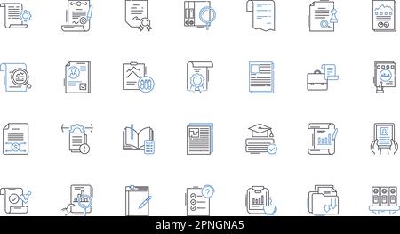 Announcements line icons collection. Notifications, Bulletins, Notices , Declarations, Statements, Updates, Dispatches vector and linear illustration Stock Vector